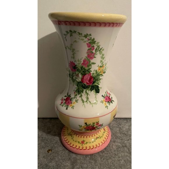 Laura Ashley FTD Vase   Pretty Pink and Yellow  #989 - Picture 2 of 6